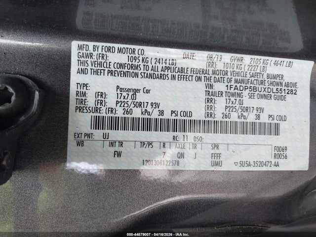 Aukcja sprzedaży 2013 Ford C-max Hybrid Sel, vin: 1FADP5BUXDL551282, numer aukcji: 44879007