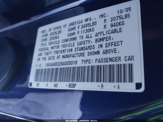 Продаж на аукціоні авто 2006 Acura Tl, vin: 19UUA66226A005019, номер лоту: 44879081
