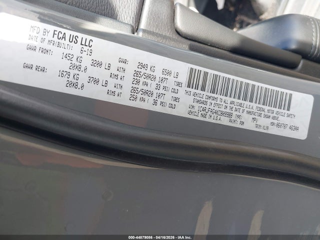 44879086 :رقم المزاد ، 1C4RJFAG4KC809988 vin ، 2019 Jeep Grand Cherokee Altitude 4x4 مزاد بيع