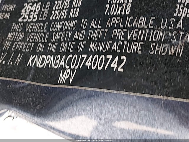 KNDPN3AC0J7400742 KIA Sportage Ex