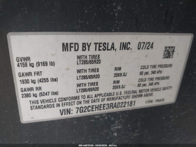 7G2CEHEE3RA022181 Tesla Cybertruck Cyberbeast