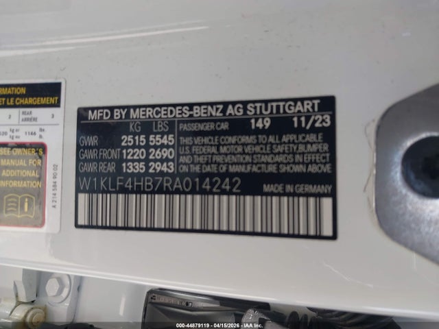Продажа на аукционе авто 2024 Mercedes-benz E 350, vin: W1KLF4HB7RA014242, номер лота: 44879119