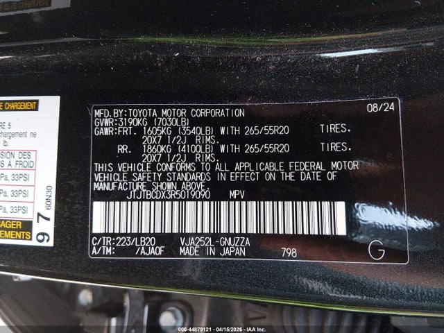 Продаж на аукціоні авто 2024 Lexus Gx 550 Premium+, vin: JTJTBCDX3R5019090, номер лоту: 44879121