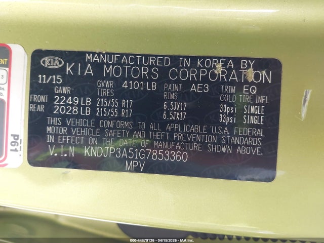 Auction sale of the 2016 Kia Soul +, vin: KNDJP3A51G7853360, lot number: 44879126
