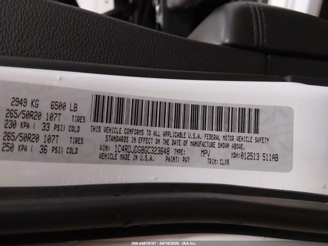 Продаж на аукціоні авто 2016 Dodge Durango Limited, vin: 1C4RDJDG8GC323648, номер лоту: 44879157