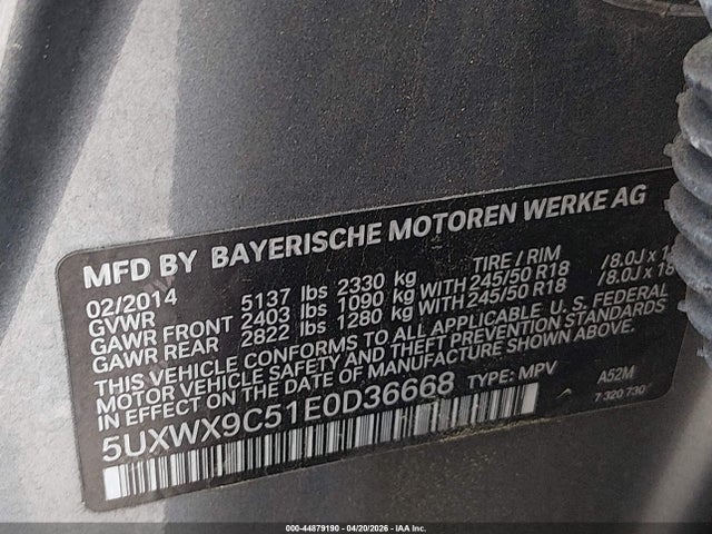 Продажа на аукционе авто 2014 Bmw X3 Xdrive28i, vin: 5UXWX9C51E0D36668, номер лота: 44879190