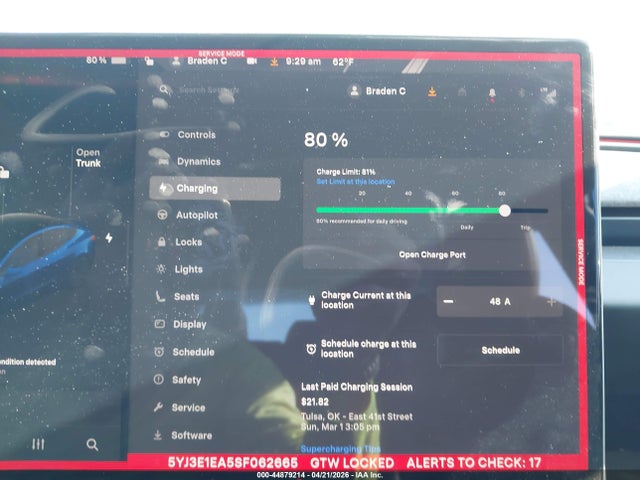 2025 Tesla Model 3 Long Range Rear-wheel Drive/standard Rear-wheel Drive მანქანა იყიდება აუქციონზე, vin: 5YJ3E1EA5SF062665, აუქციონის ნომერი: 44879214