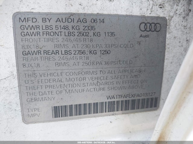 Продаж на аукціоні авто 2015 Audi Allroad 2.0t Premium, vin: WA1TFAFLXFA013127, номер лоту: 44879264