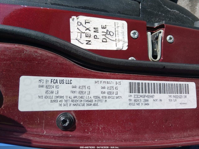 44879265 :رقم المزاد ، 2C3CCAAG8FH920487 vin ، 2015 Chrysler 300 Limited مزاد بيع