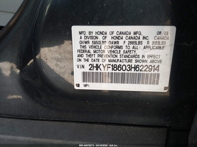 2003 HONDA PILOT 2HKYF18603H622914 Photo 8