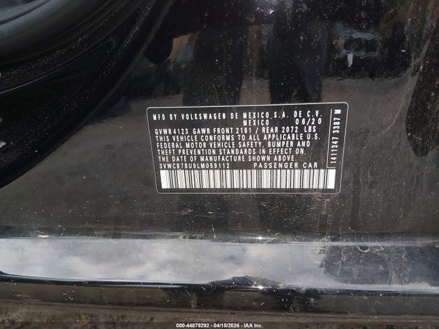 Продаж на аукціоні авто 2020 Volkswagen Jetta 1.4t R-line/1.4t S/1.4t Se, vin: 3VWCB7BU9LM059112, номер лоту: 44879292