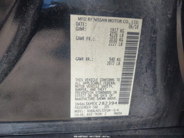 1N4AL3AP9JC282394 Nissan Altima 2.5 Sr