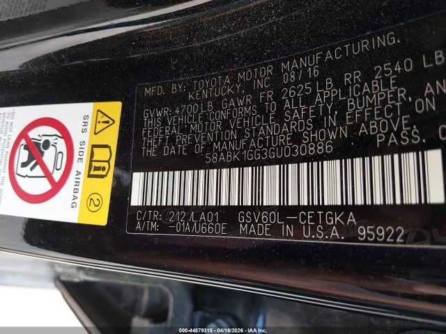 58ABK1GG3GU030886 Lexus ES 350
