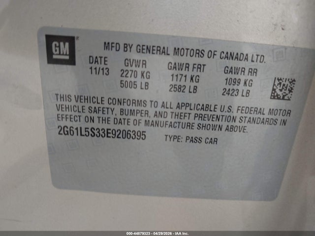 Продаж на аукціоні авто 2014 Cadillac Xts Standard, vin: 2G61L5S33E9206395, номер лоту: 44879323