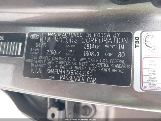 Продажа на аукционе авто 2011 Kia Forte Ex, vin: KNAFU4A2XB5442180, номер лота: 44879396