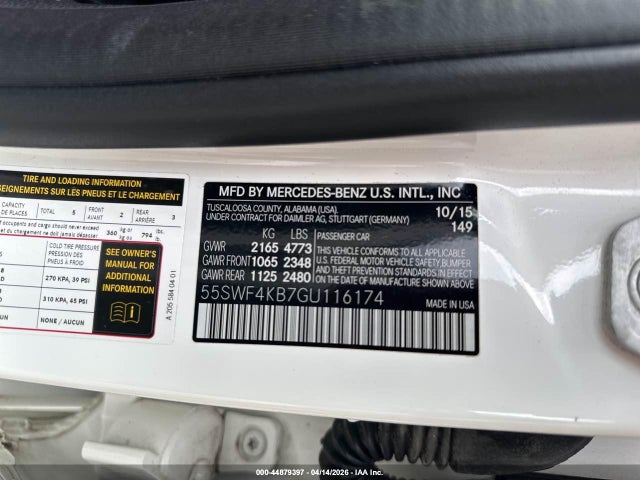 Продажа на аукционе авто 2016 Mercedes-benz C 300 Sport 4matic, vin: 55SWF4KB7GU116174, номер лота: 44879397