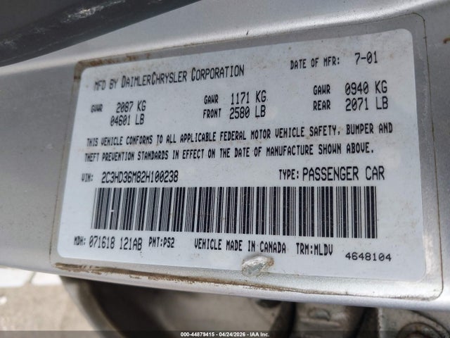 Продаж на аукціоні авто 2002 Chrysler Concorde Lxi, vin: 2C3HD36M82H100238, номер лоту: 44879415