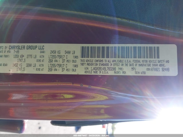 44879457 :رقم المزاد ، 1J4GA39149L783208 vin ، 2009 Jeep Wrangler Unlimited X مزاد بيع