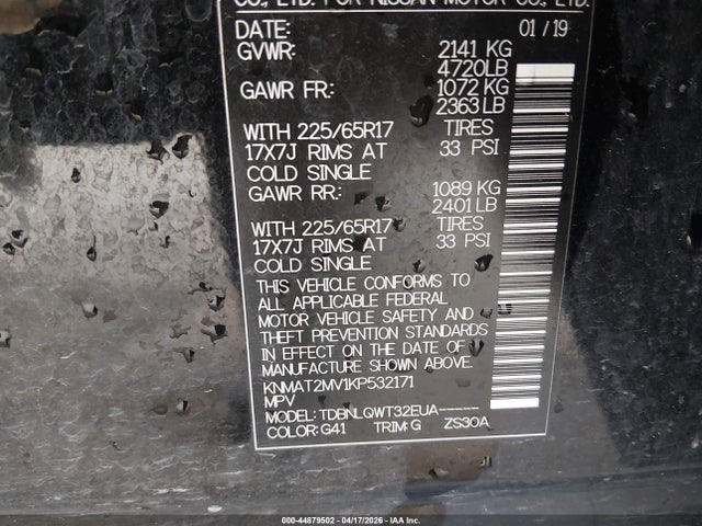 KNMAT2MV1KP532171 Nissan ROGUE SV