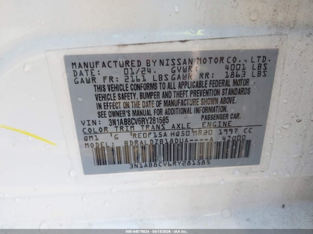 Продаж на аукціоні авто 2024 Nissan Sentra Sv Xtronic Cvt, vin: 3N1AB8CV6RY281585, номер лоту: 44879524