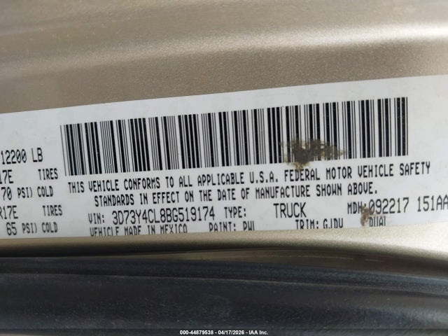 Продаж на аукціоні авто 2011 Ram Ram 3500 Laramie, vin: 3D73Y4CL8BG519174, номер лоту: 44879538