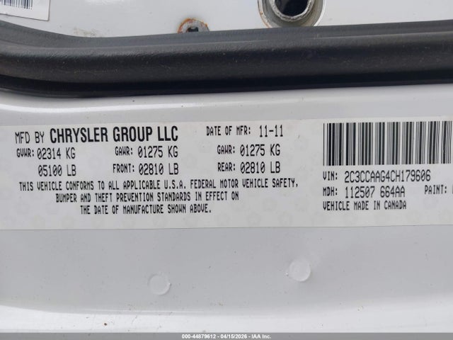 2012 Chrysler 300 მანქანა იყიდება აუქციონზე, vin: 2C3CCAAG4CH179606, აუქციონის ნომერი: 44879612