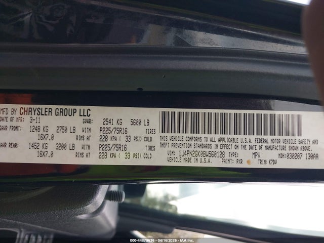 Продажа на аукционе авто 2011 Jeep Liberty Sport, vin: 1J4PN2GK0BW560128, номер лота: 44879636