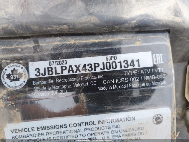 Aukcja sprzedaży 2023 Can-am Outlander Max Xt 1000r/xt-p 1000r, vin: 3JBLPAX43PJ001341, numer aukcji: 44879692