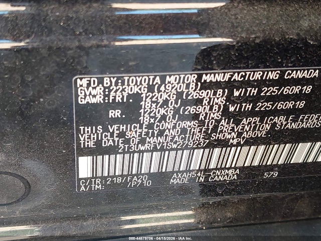 Auction sale of the 2025 Toyota Rav4 Hybrid Woodland Edition, vin: 2T3UWRFV1SW279237, lot number: 44879706