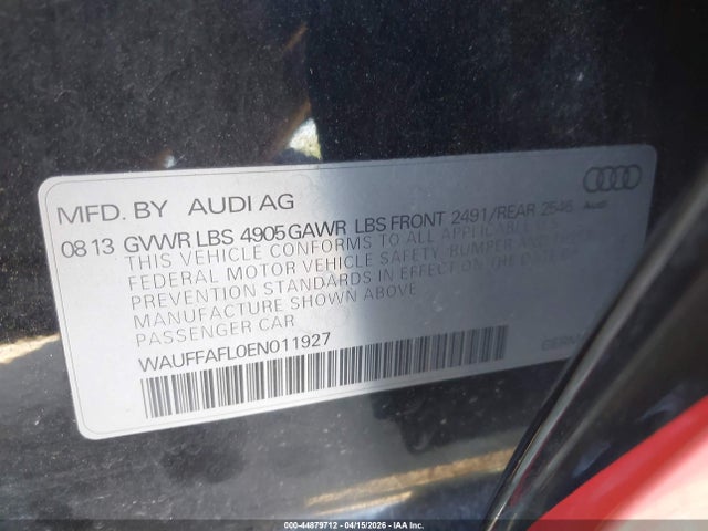 Aukcja sprzedaży 2014 Audi A4 2.0t Premium, vin: WAUFFAFL0EN011927, numer aukcji: 44879712