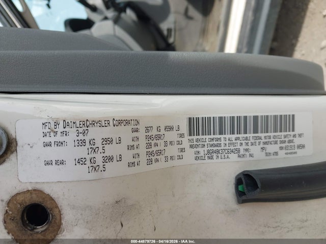 Aukcja sprzedaży 2007 Jeep Grand Cherokee Laredo, vin: 1J8GR48K37C634258, numer aukcji: 44879726