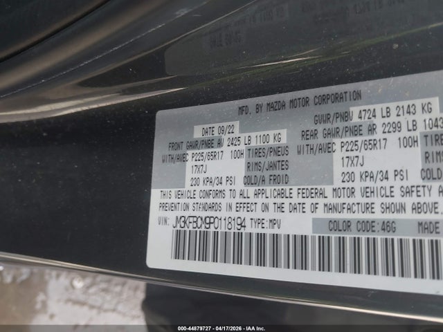 Aukcja sprzedaży 2023 Mazda Cx-5 2.5 S Preferred, vin: JM3KFBCM9P0118194, numer aukcji: 44879727