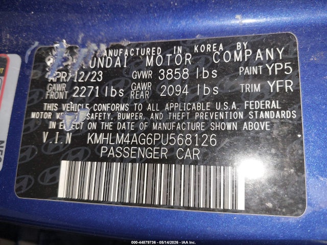 Aukcja sprzedaży 2023 Hyundai Elantra Sel, vin: KMHLM4AG6PU568126, numer aukcji: 44879736