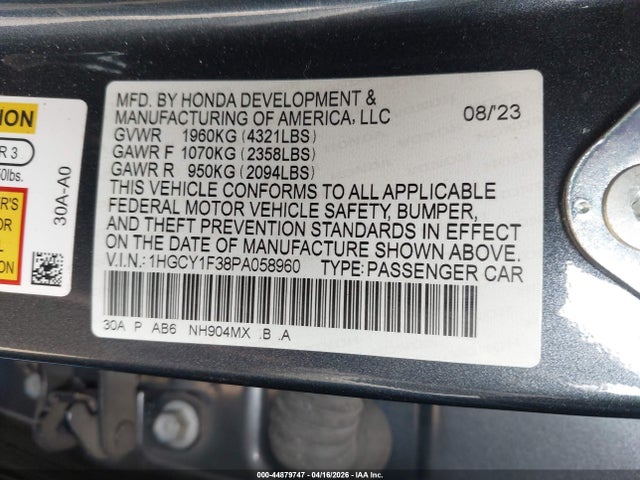 2023 HONDA ACCORD 1HGCY1F38PA058960 Photo 8
