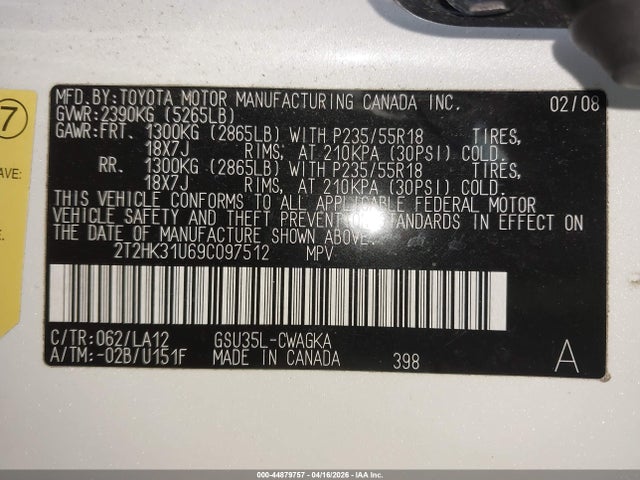 Продажа на аукционе авто 2009 Lexus Rx 350, vin: 2T2HK31U69C097512, номер лота: 44879757
