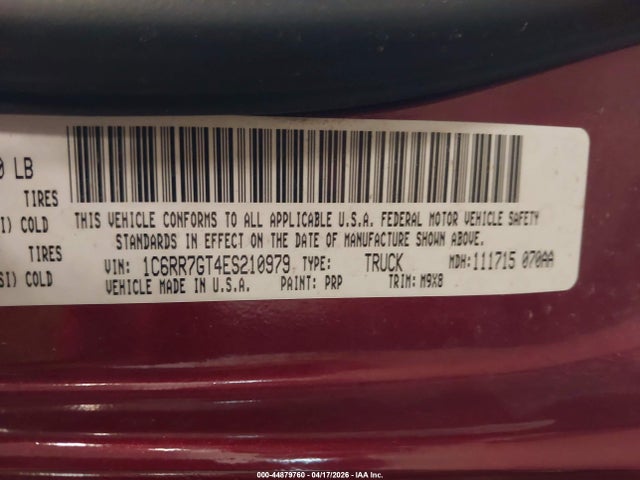 Aukcja sprzedaży 2014 Ram 1500 Slt, vin: 1C6RR7GT4ES210979, numer aukcji: 44879760