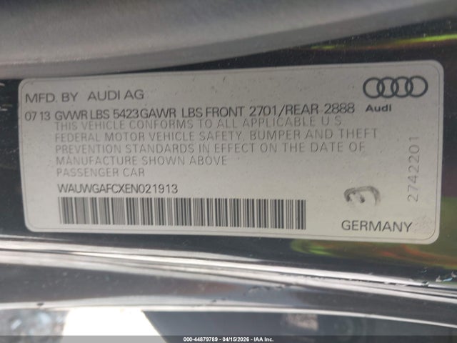 Продаж на аукціоні авто 2014 Audi A7 3.0t Premium Plus, vin: WAUWGAFCXEN021913, номер лоту: 44879789