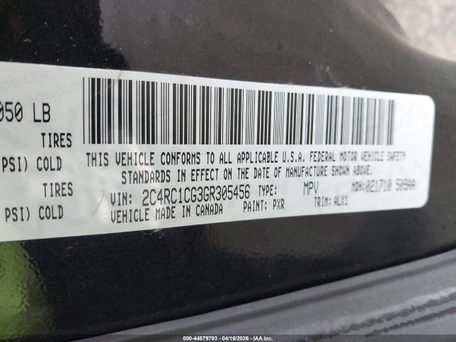 2016 Chrysler Town & Country Touring-l მანქანა იყიდება აუქციონზე, vin: 2C4RC1CG3GR305456, აუქციონის ნომერი: 44879793