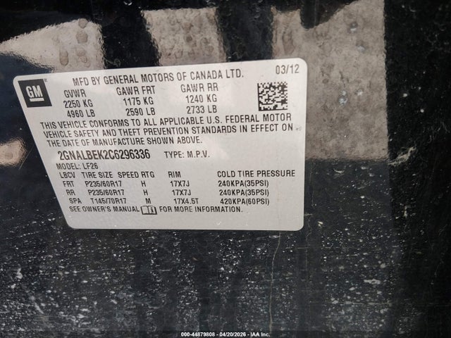 2012 CHEVROLET EQUINOX 2GNALBEK2C6296336 Photo 8