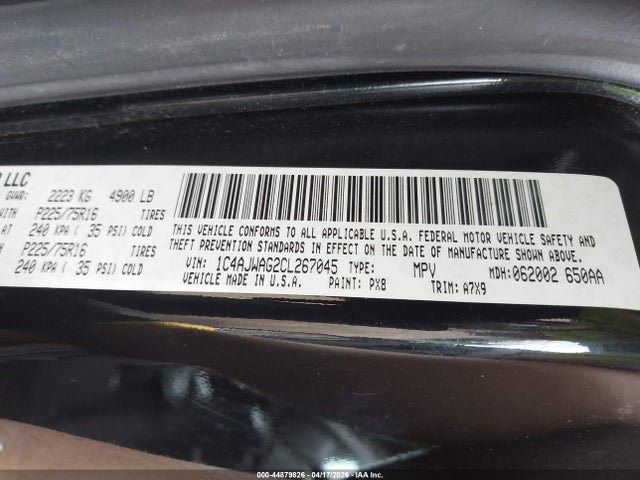 Продаж на аукціоні авто 2012 Jeep Wrangler Sport, vin: 1C4AJWAG2CL267045, номер лоту: 44879826