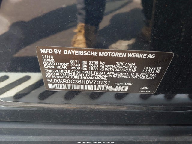 Aukcja sprzedaży 2017 Bmw X5 Xdrive35i, vin: 5UXKR0C36H0V70731, numer aukcji: 44879834