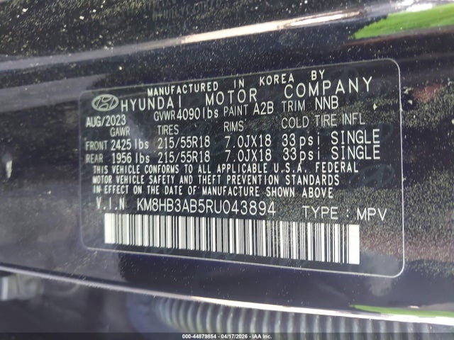 Aukcja sprzedaży 2024 Hyundai Kona Sel, vin: KM8HB3AB5RU043894, numer aukcji: 44879854