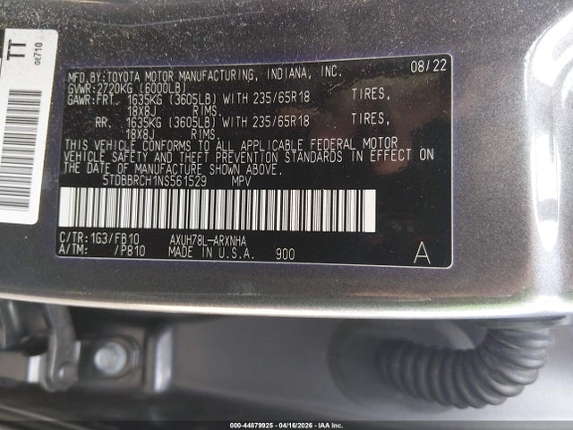 Toyota Highlander Hybrid Le 2022 5TDBBRCH1NS561529 Image 9