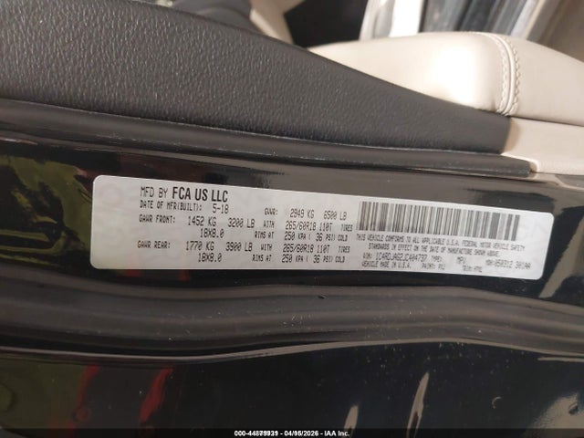 Продажа на аукционе авто 2018 Dodge Durango Sxt Awd, vin: 1C4RDJAG2JC404737, номер лота: 44879931