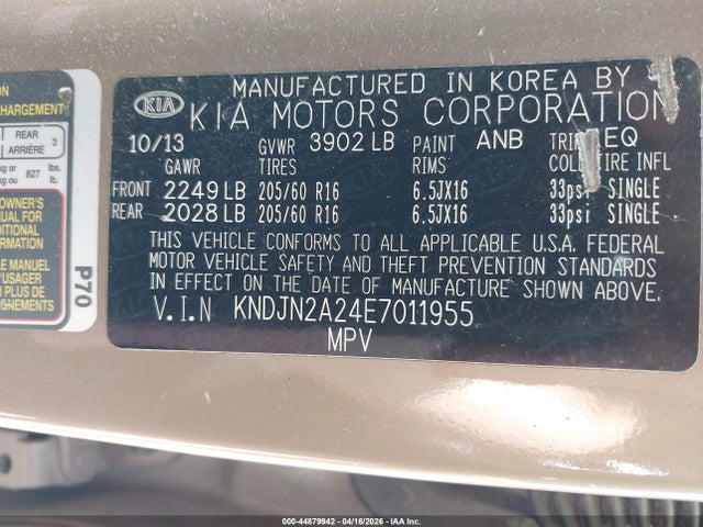 2014 Kia Soul მანქანა იყიდება აუქციონზე, vin: KNDJN2A24E7011955, აუქციონის ნომერი: 44879942