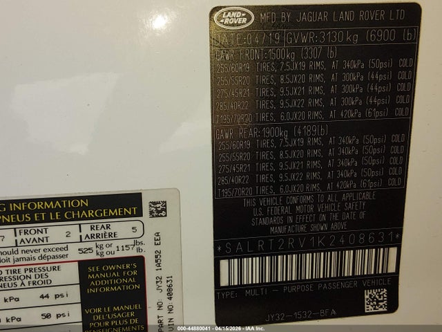 SALRT2RV1K2408631 Land Rover Discovery Hse Luxury
