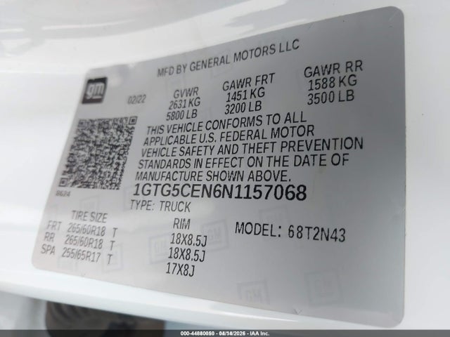 1GTG5CEN6N1157068 GMC Canyon 2wd Short Box Elevation