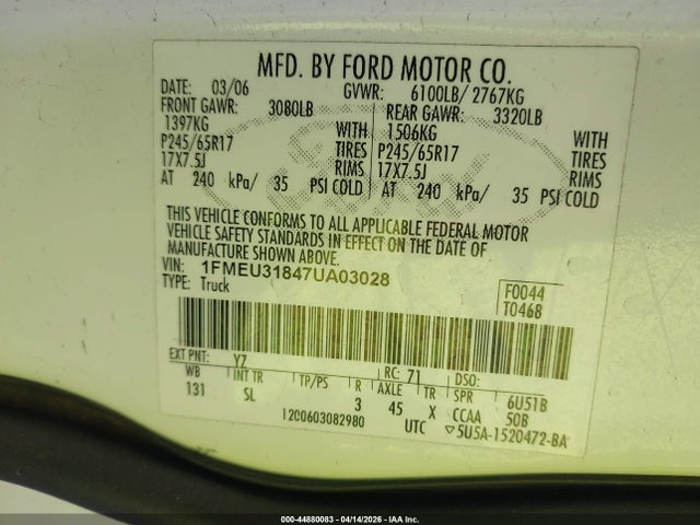 2007 FORD EXPLORER SPORT TRAC 1FMEU31847UA03028 Photo 8