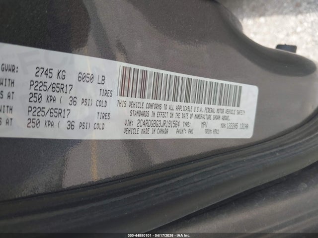Aukcja sprzedaży 2018 Dodge Grand Caravan Se, vin: 2C4RDGBG3JR191564, numer aukcji: 44880101