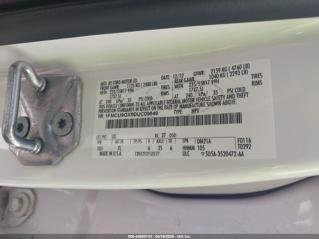 Aukcja sprzedaży 2013 Ford Escape Se, vin: 1FMCU9GX5DUC09849, numer aukcji: 44880133